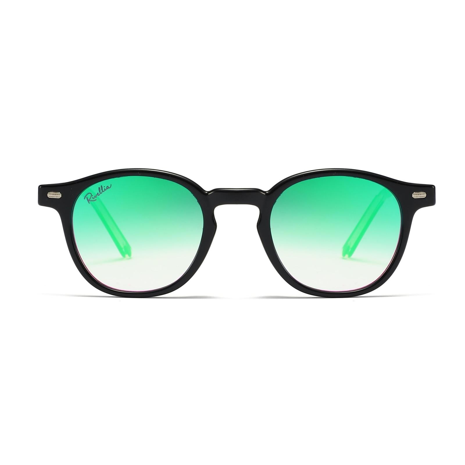 Lunettes de soleil ZENITH Noir & Miroir Vert - Rivellia®