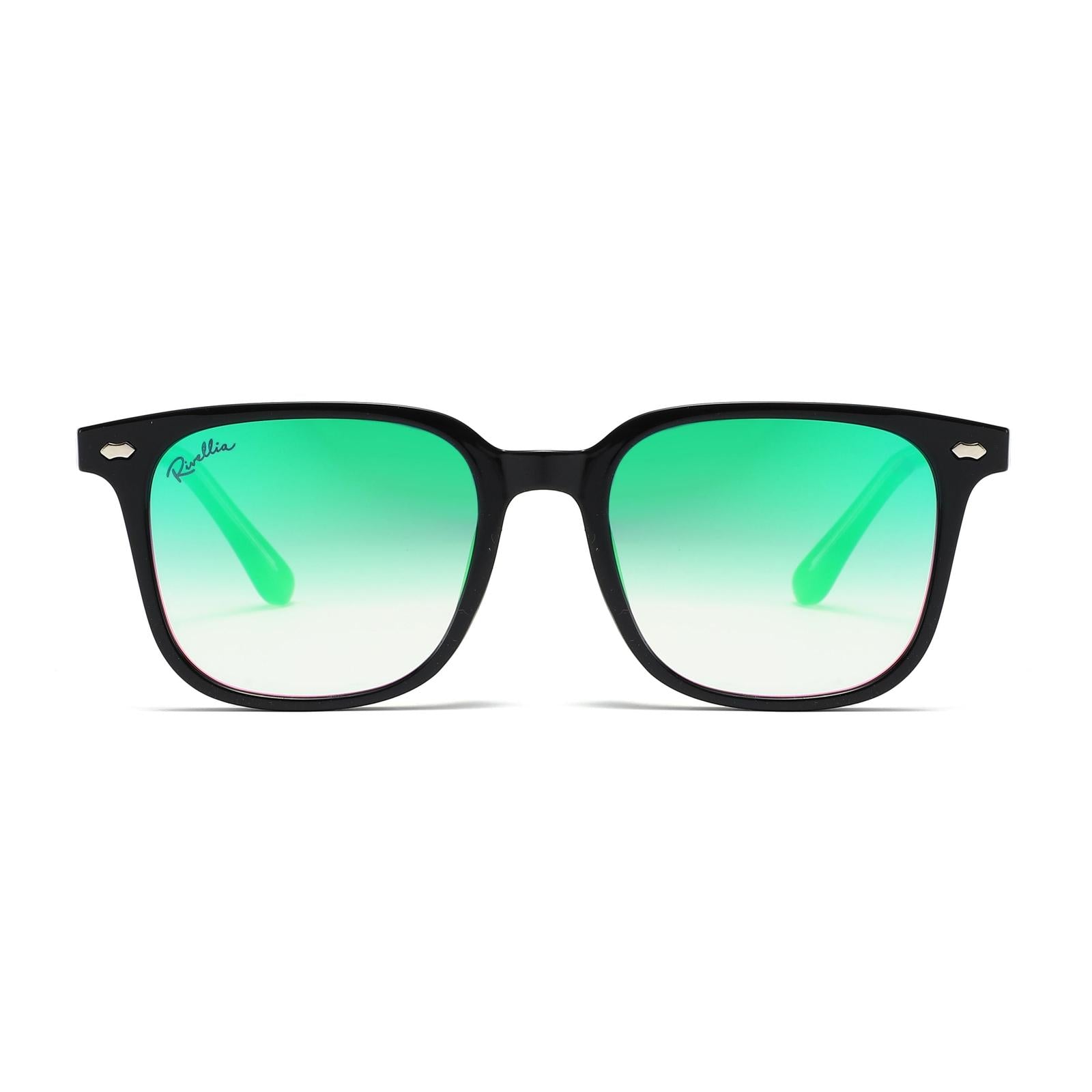 Lunettes de soleil MIRAGE Noir & Miroir Vert - Rivellia®