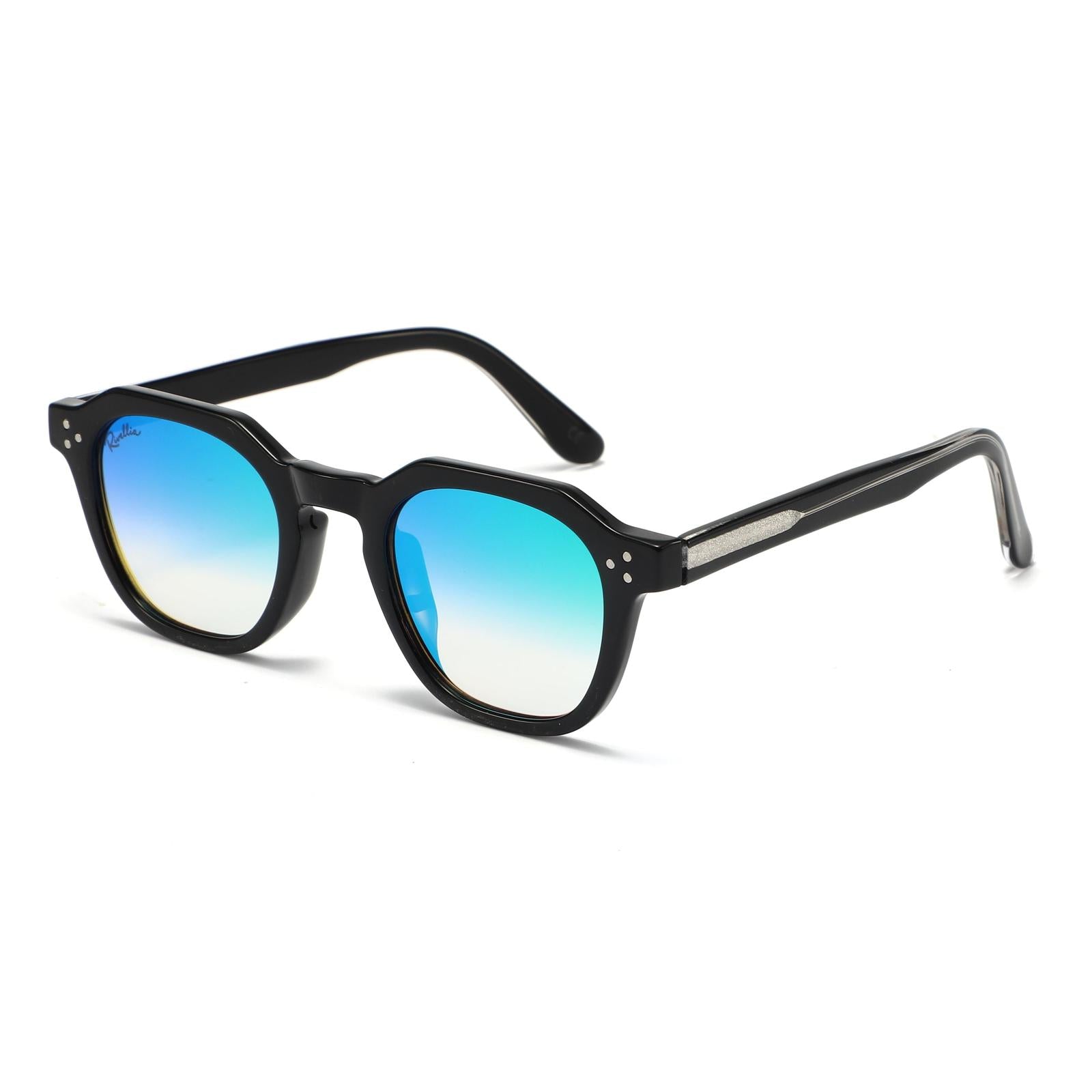 Lunettes de soleil AURA Noir & Miroir Vert - Rivellia®