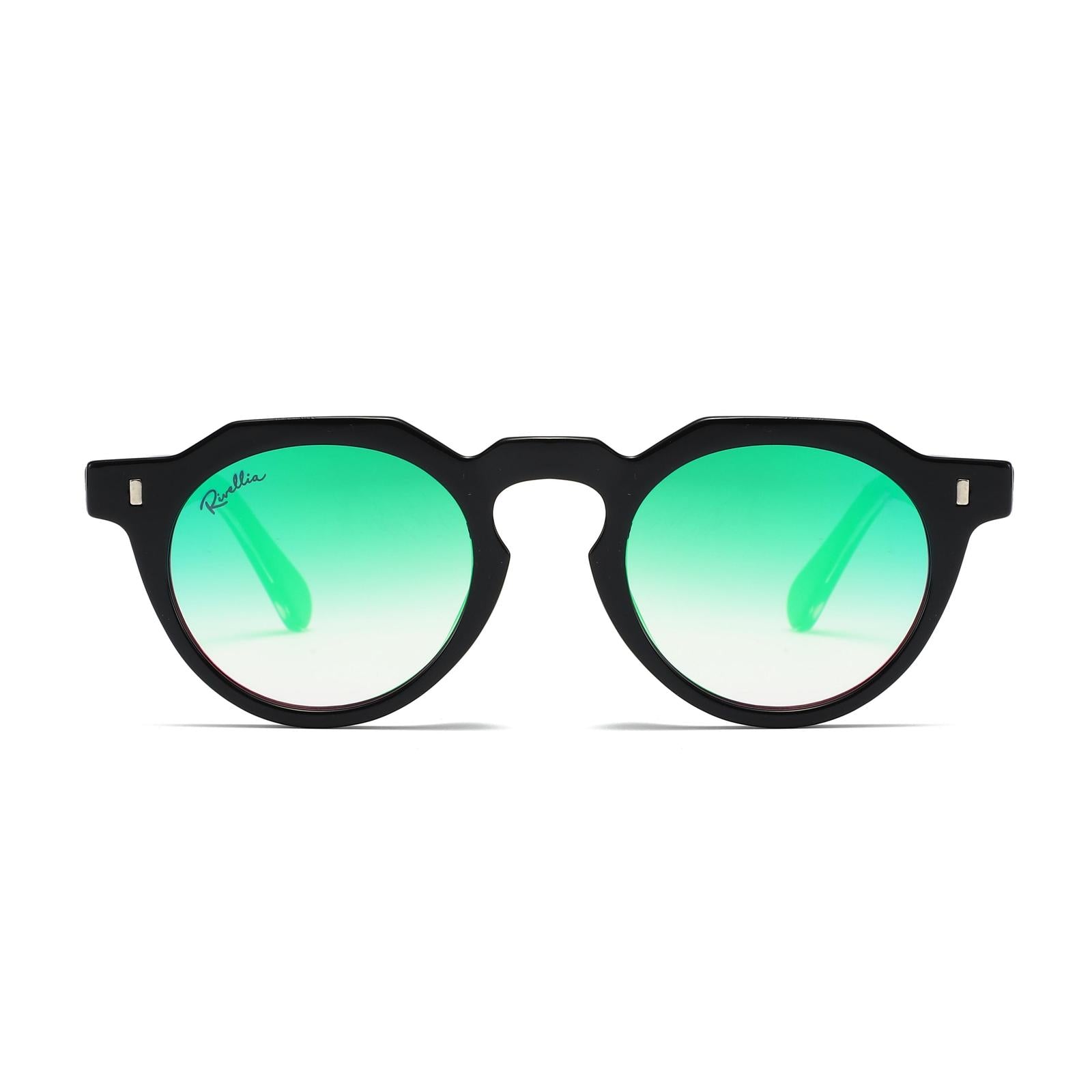 Lunettes de soleil DUNE Noir & Miroir Vert - Rivellia®