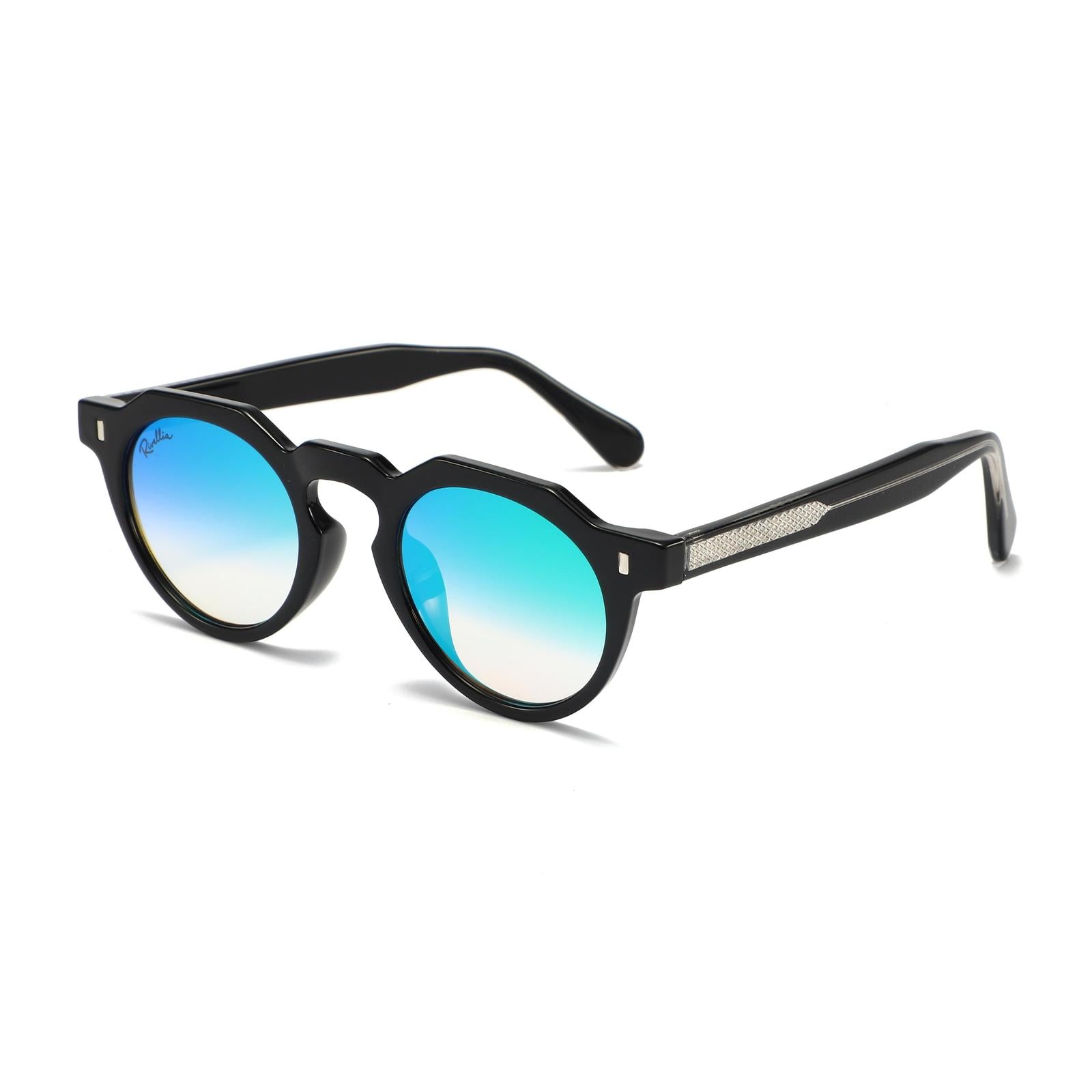 Lunettes de soleil DUNE Noir & Miroir Vert - Rivellia®