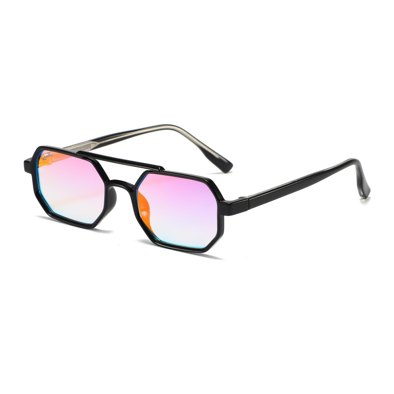 Lunettes de soleil LYARA Noir & Miroir Bleu - Rivellia®