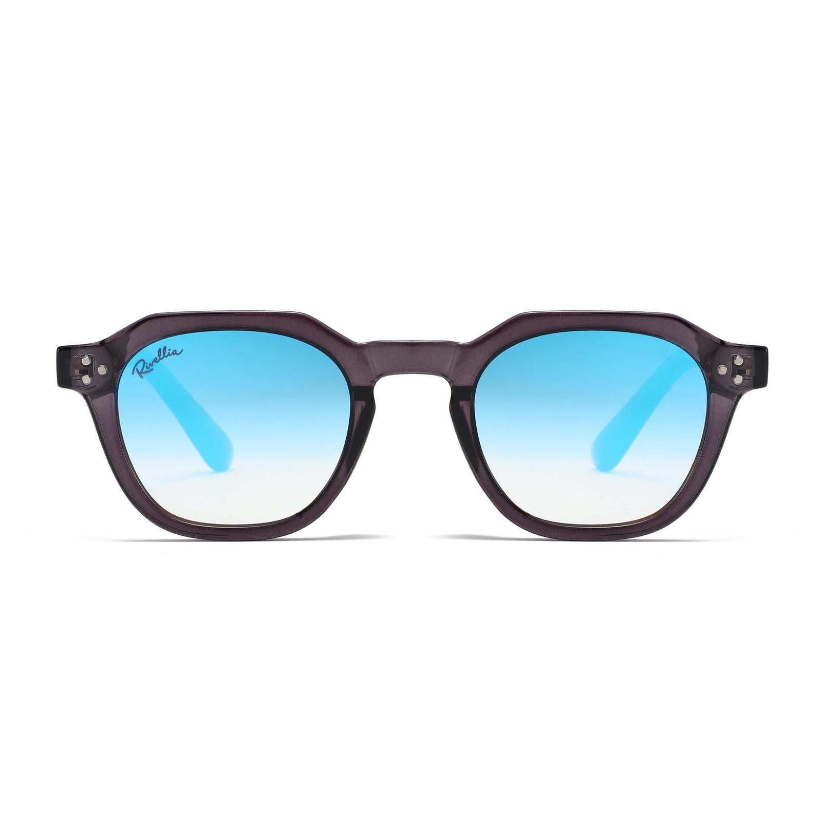 Lunettes de soleil AURA Noir & Miroir Bleu - Rivellia®