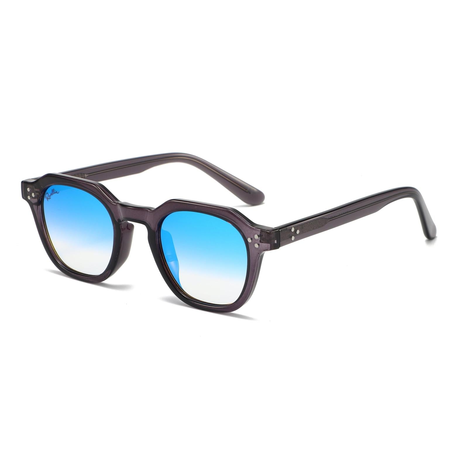 Lunettes de soleil AURA Noir & Miroir Bleu - Rivellia®
