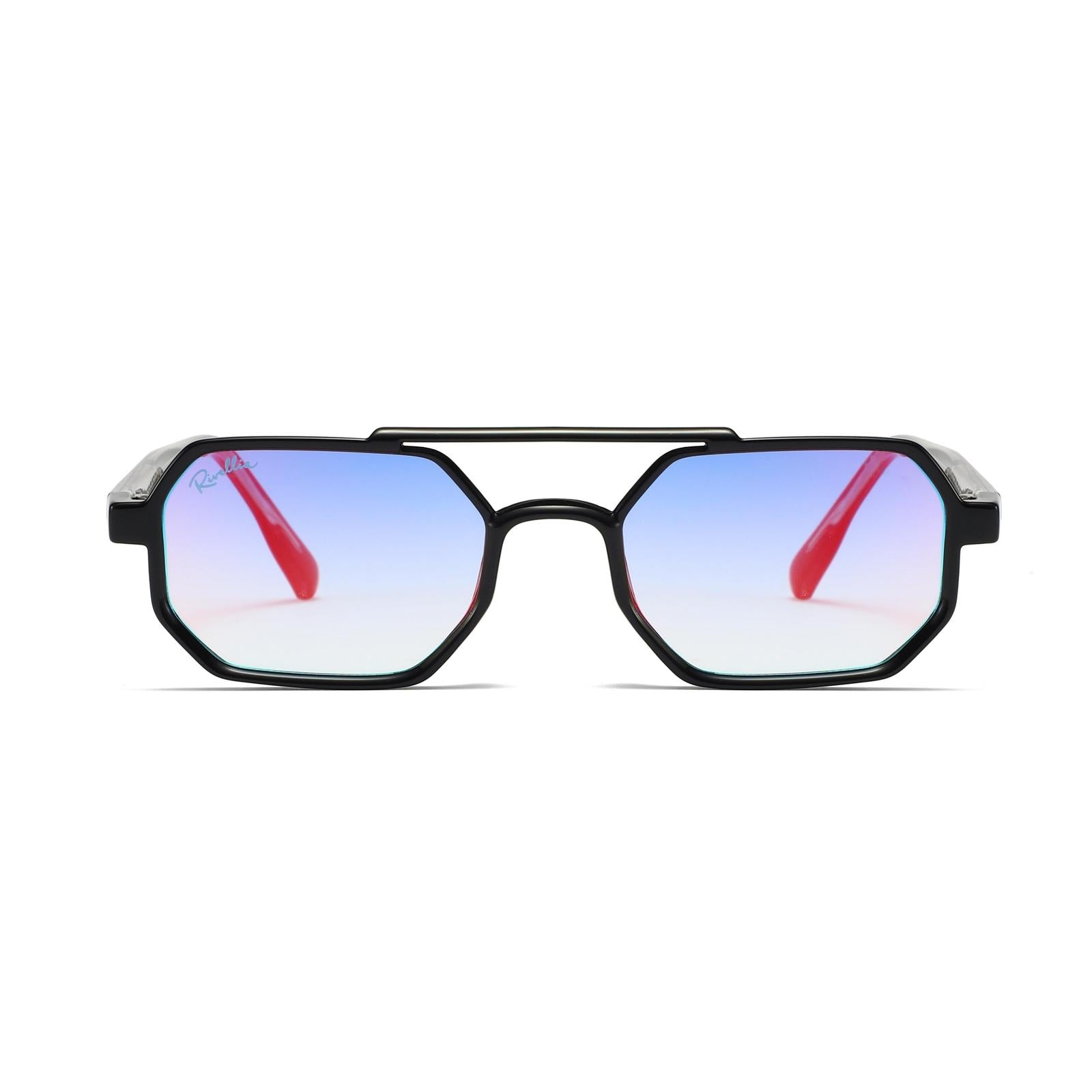 Lunettes de soleil LYARA Noir & Miroir Bleu - Rivellia®