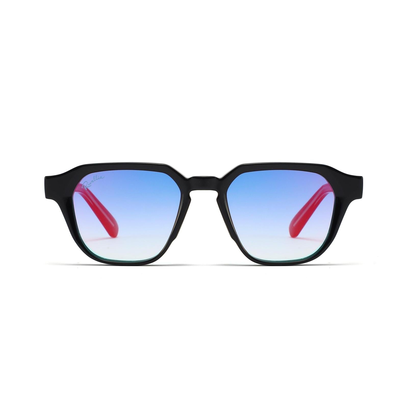 Lunettes de soleil ISKA Noir & Miroir Bleu - Rivellia®