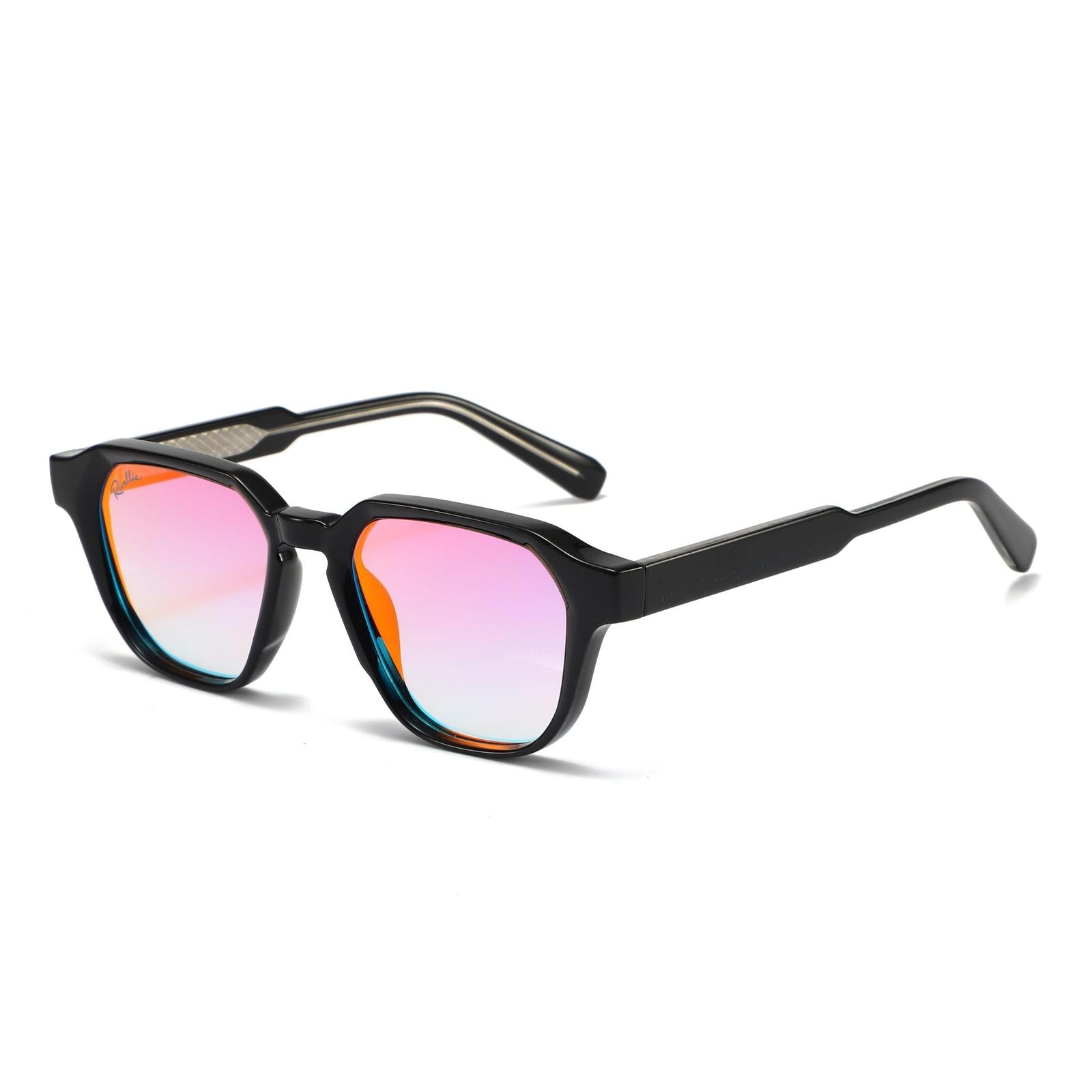Lunettes de soleil ISKA Noir & Miroir Bleu - Rivellia®